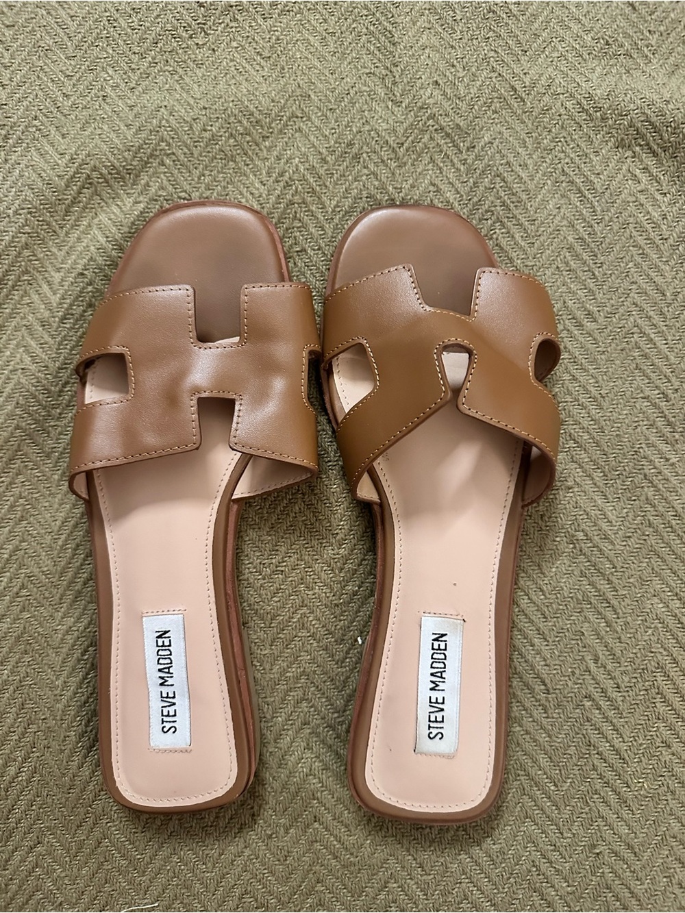 Steve Madden Cognac Brown Slide Sandals